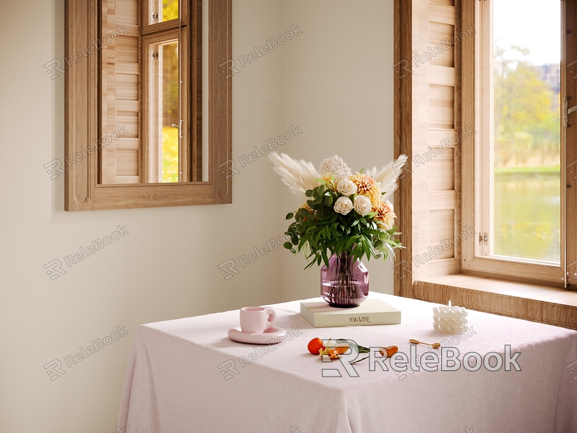 Modern Ornaments Combination Vase Flower Art Middle Ancient Glass Vase Coffee Cup Decorative Mirror Candle Ornaments Fruit model