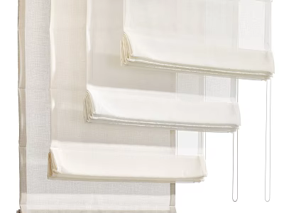 White Roller Curtains Soft Light Filtering For Modern Home Interior Design 3d model