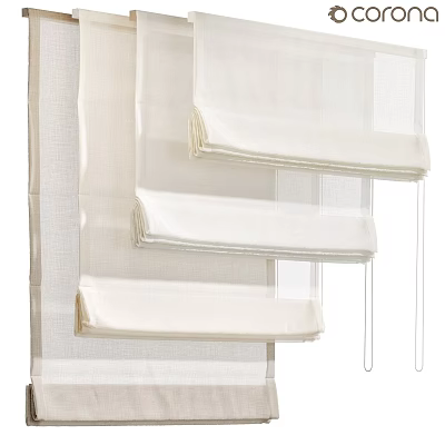 White Roller Curtains Soft Light Filtering For Modern Home Interior Design 3d model