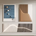Stylish Wall Decor With Blue Brown White Tones Geometric Shapes And Striped Patterns 3d model