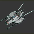 Futuristic Interstellar Spaceship Design With Advanced Multi Wing Structure And White Red Accents 3d model