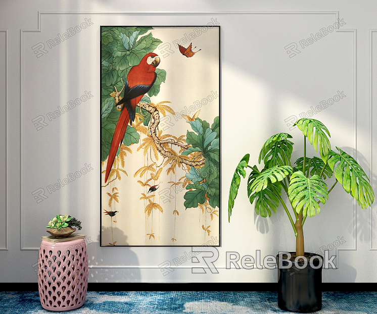 Modern animal painting porch corridor parrot meticulous painting model