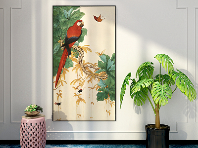 Modern animal painting porch corridor parrot meticulous painting model