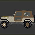 Beige Jeep Prism Cruise With Brown Top Yellow Eagle Graphic Black Tires Gold Rims
