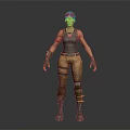 Game Movie Character Wearing Gray Vest Brown Cargo Pants Arm Armor Knee Pads Standing