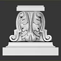 Scenic Garden View Featuring White Stone Carving With Leaf Scroll And Reflection 3d model