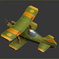 Green and Yellow Toy Airplane with Propeller Cockpit Window and Round Wing Markings