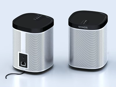 Sonos Wireless Speakers With Modern Silver Black Design And Mesh Grille 3d model