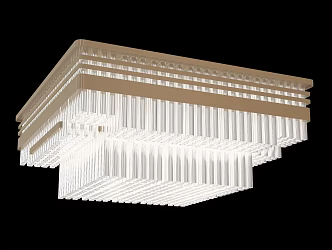 Crystal Ceiling Lamp Modern Simple Grand Meeting Ballroom Room Glass Rod Crystal Rod European-style Metal Quartet Lamp Light Luxury 3d model