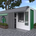 Eco Friendly Smart Station Exterior Design With Green Door And Plants Around