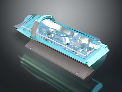 Transparent Blue Precision Instrument With Metallic Base And Internal Structure 3d model