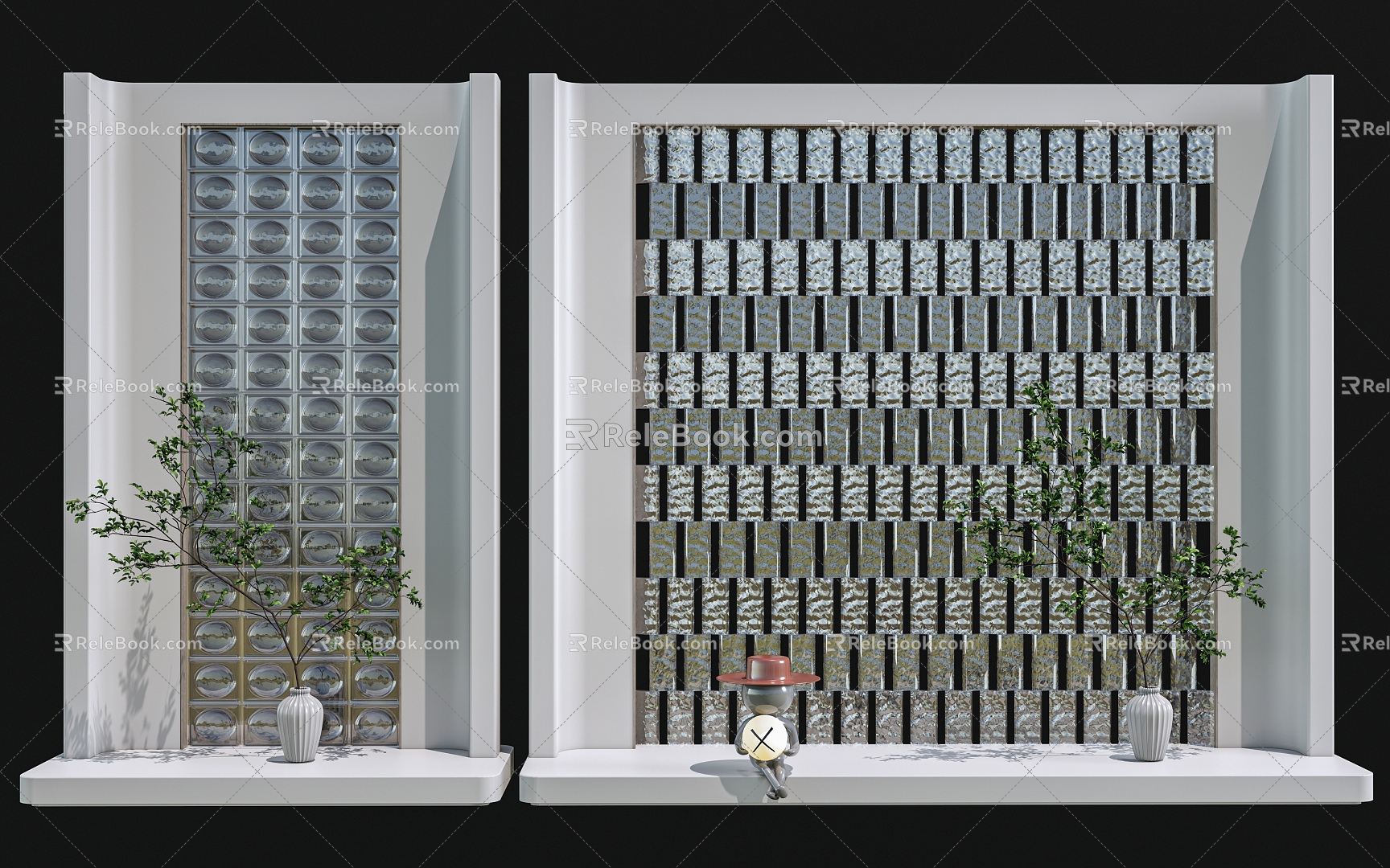 Modern Glass Tile Glass Partition Changhong Glass Crystal Tile Glass Screen Art Glass 3d model