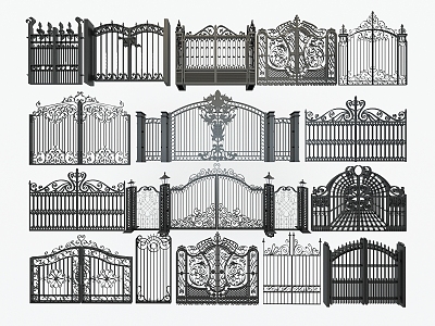 European-style gate courtyard gate carved iron gate iron gate rural villa courtyard gate 3d model