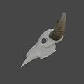 Game Movie Character Bull Skull With Large Horns White Bone And Gray Gradient Background