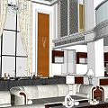 Duplex Living Room Interior Design With High Ceiling Chandelier Sofa Set And Coffee Table