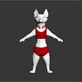 Low Poly Cat Character 3D Model Wearing Red Outfit Standing Pose 3d model