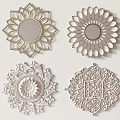 Circular Wall Decor In Various Designs With Mirrored Centers And Decorative Patterns 3d model