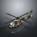 Camouflage Military Helicopter With Rotor Blades And Detailed Aerodynamic Design