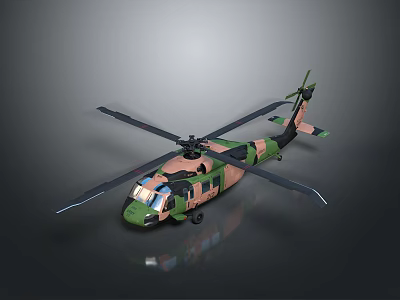 Camouflage Military Helicopter With Rotor Blades And Detailed Aerodynamic Design 3d model