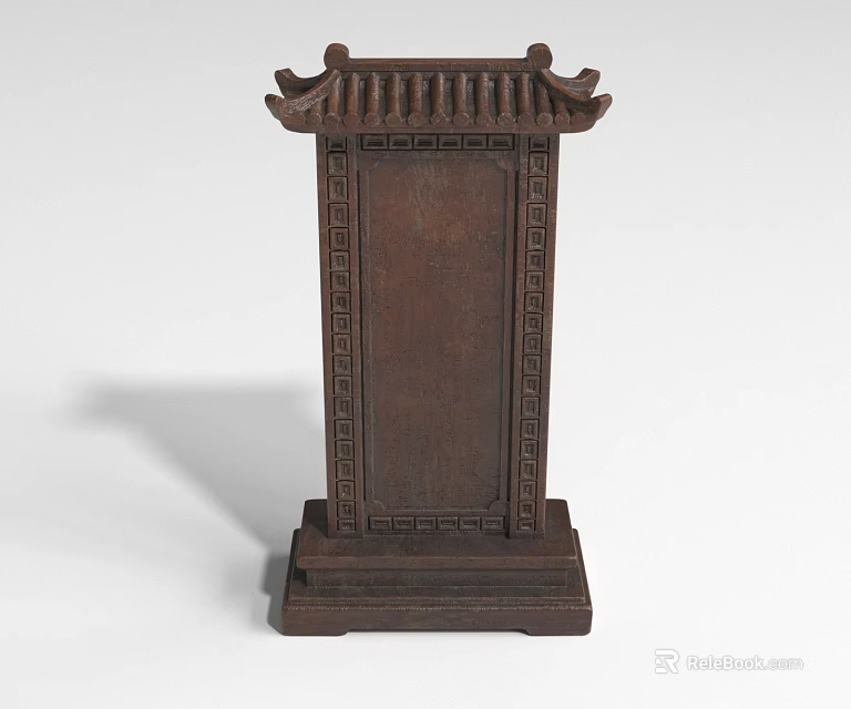 Traditional Chinese Wooden Furniture With Ornate Carved Patterns And Classic Roof Structure 3d model 