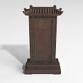 Traditional Chinese Wooden Furniture With Ornate Carved Patterns And Classic Roof Structure