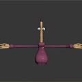 Cartoon 3D Game And Movie Character With Big Eyes Long Arms And Pink Minimalist Design