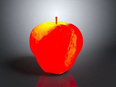 Fresh Red and Yellow Apple With Shiny Surface on Gray Background 3d model