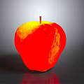 Fresh Red and Yellow Apple With Shiny Surface on Gray Background