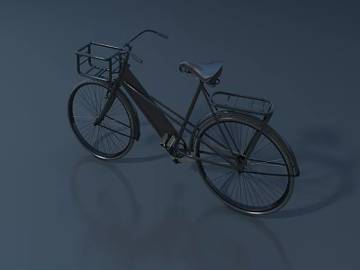 Classic Black Bicycle with Front Basket Rear Rack and Vintage Design 3d model