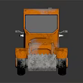 Orange Toy Loader With Frost Covered Surface On Dark Reflective Background 3d model