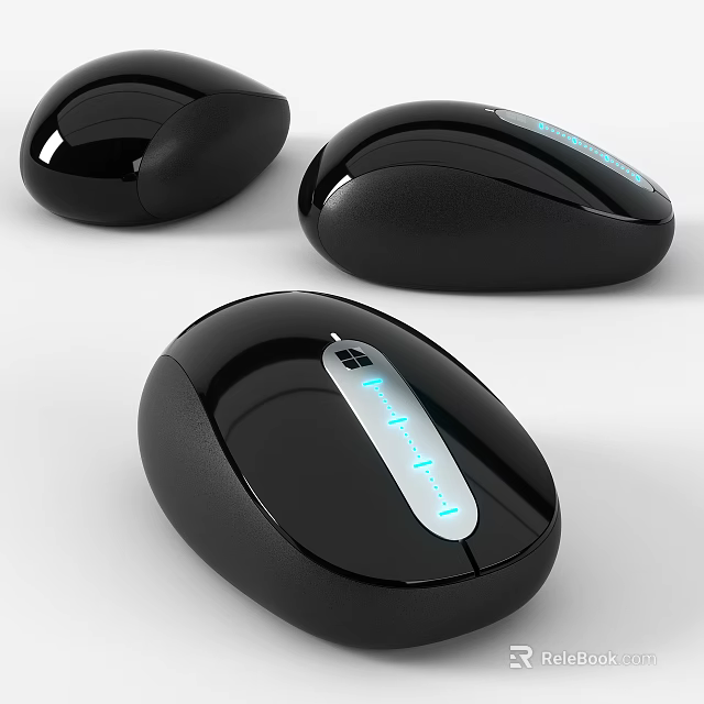 Modern Black Wireless Computer Mice With Sleek Surface And Ergonomic Design 3d model 