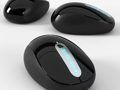 Modern Black Wireless Computer Mice With Sleek Surface And Ergonomic Design 3d model