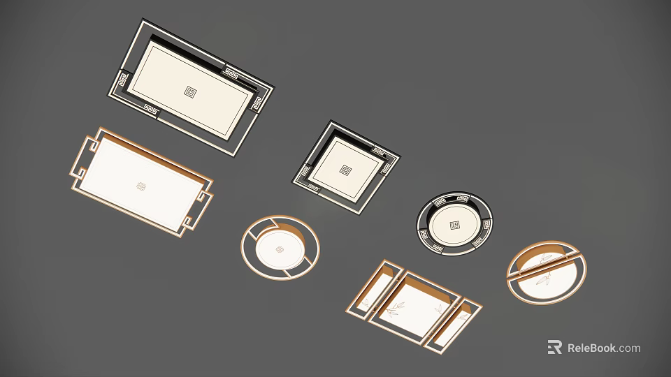 Modern Ceiling Lights With Square Round Shapes And Sleek Metal Frame Design 3d model