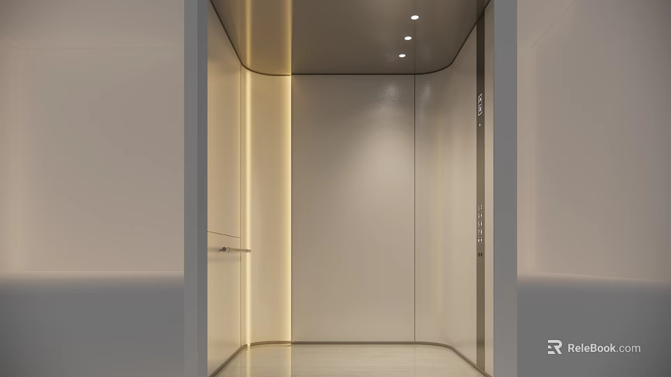 Modern Minimalist Elevator Corridor With Integrated Lighting 3d model