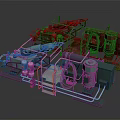 Green And Brown Industrial Machinery Setup With Pipes Control Panels And Metal Frames