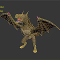 Cartoon Style 3D Dragon Model with Open Mouth Brown Body and Yellow Claws