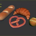 Golden Brown Assorted Baked Goods With Baguette Croissant Pretzel And Roll