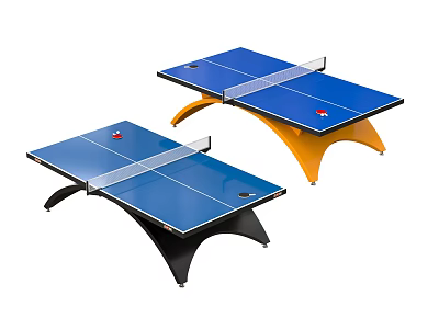 Sports Equipment Ping Pong Tables Featuring Blue Tabletop And Black Orange Frames 3d model