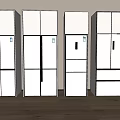 Modern Minimalist White Refrigerators and Freezers Multiple Styles Side by Side Against Wall