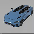 Aston Martin Blue Convertible Sports Car With Sleek Exterior Open Top And Black Wheels