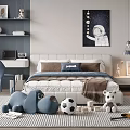 Cozy Kids Room Interior With Bed Toys Desk Chair And Astronaut Painting 3d model