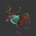 Majestic Brown Deer With Large Antlers Standing On Gray Background