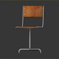 Stylish Orange Wooden Chair With Chrome Metal Frame And Cross Base