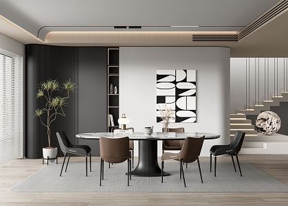 Modern Dining Table and Chair 3d model