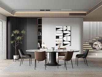 Modern Dining Table and Chair 3d model