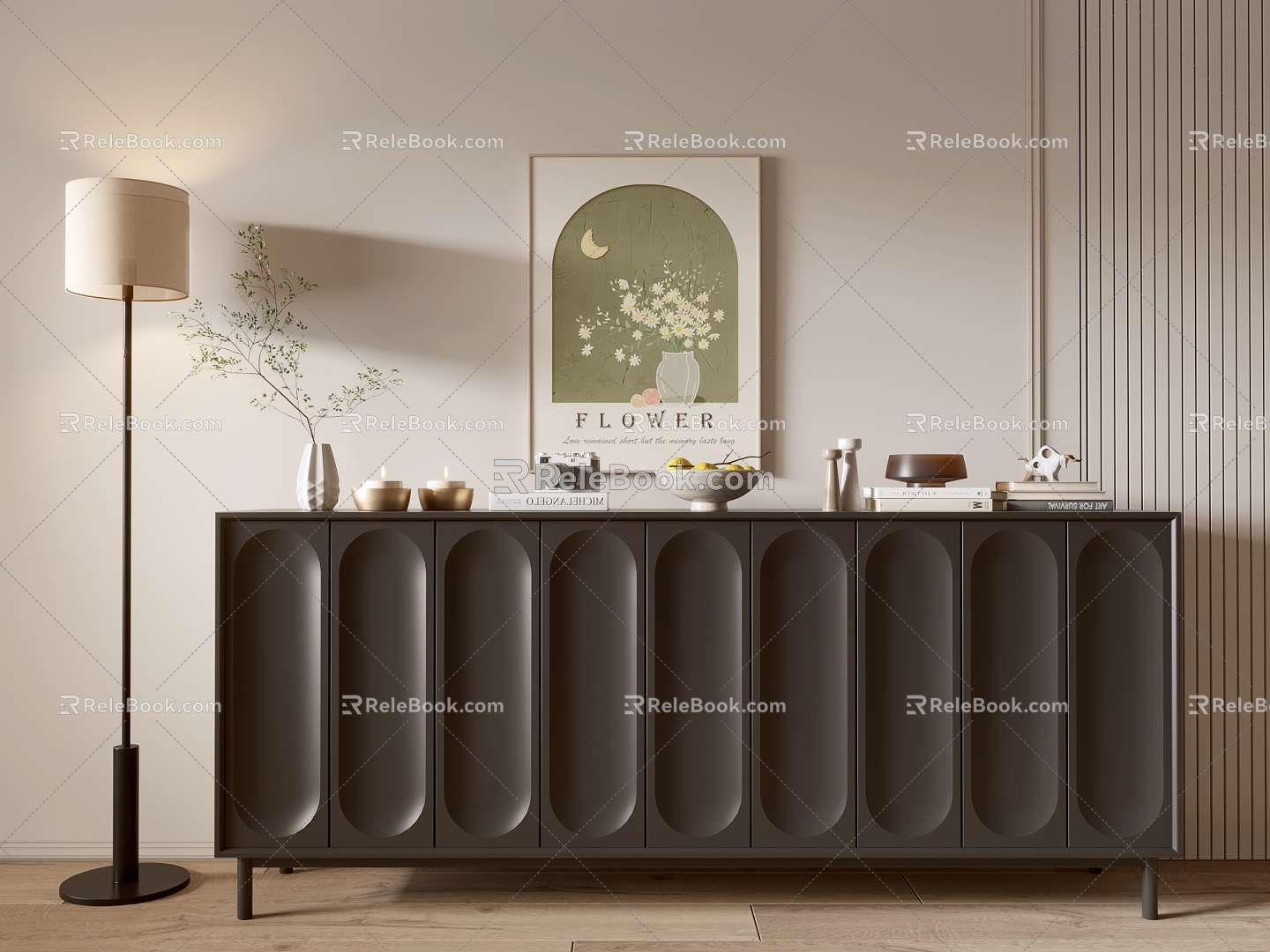 Modern Black Cabinet Whole Cabinet Sideboard Cabinet Balcony Cabinet Storage Cabinet Entrance Cabinet 3d model