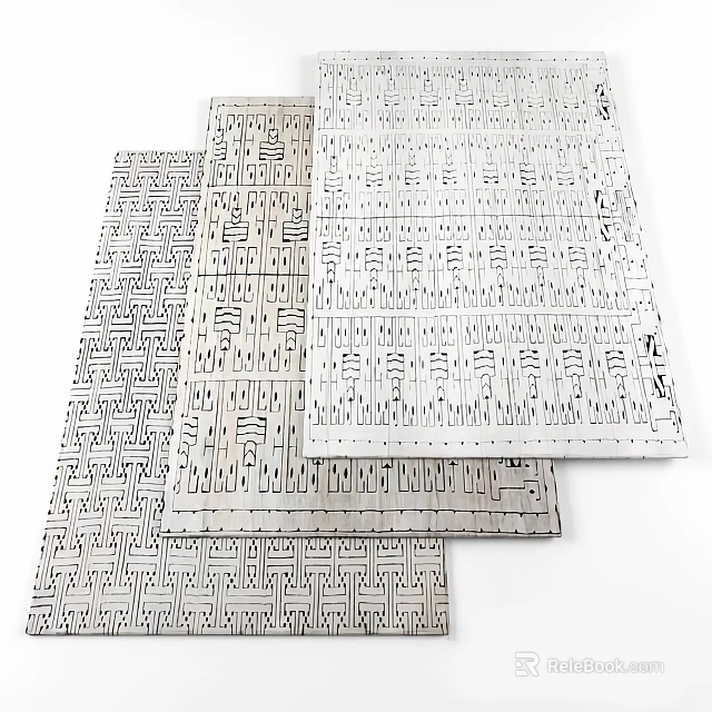 Modern Square Rugs With Intricate Geometric Patterns For Stylish Home Decor 3d model 