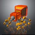 Mechanical Robot Spider Design With Red Yellow Body And Orange Legs