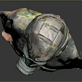 Military Weapon With Camouflage Uniform Gas Mask German Flag And Name Tag Johnson