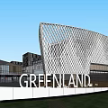 Greenland Sales Office Building With Modern Glass Facade And Open Plaza